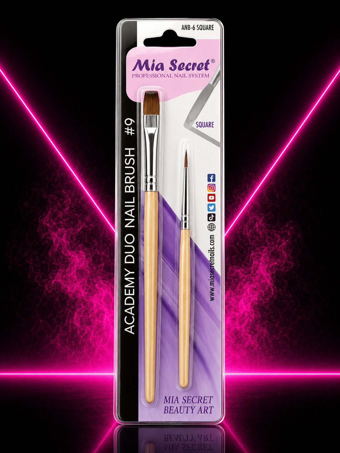 MIA SECRET ACADEMY DUO NAIL BRUSH #6 SQUARE