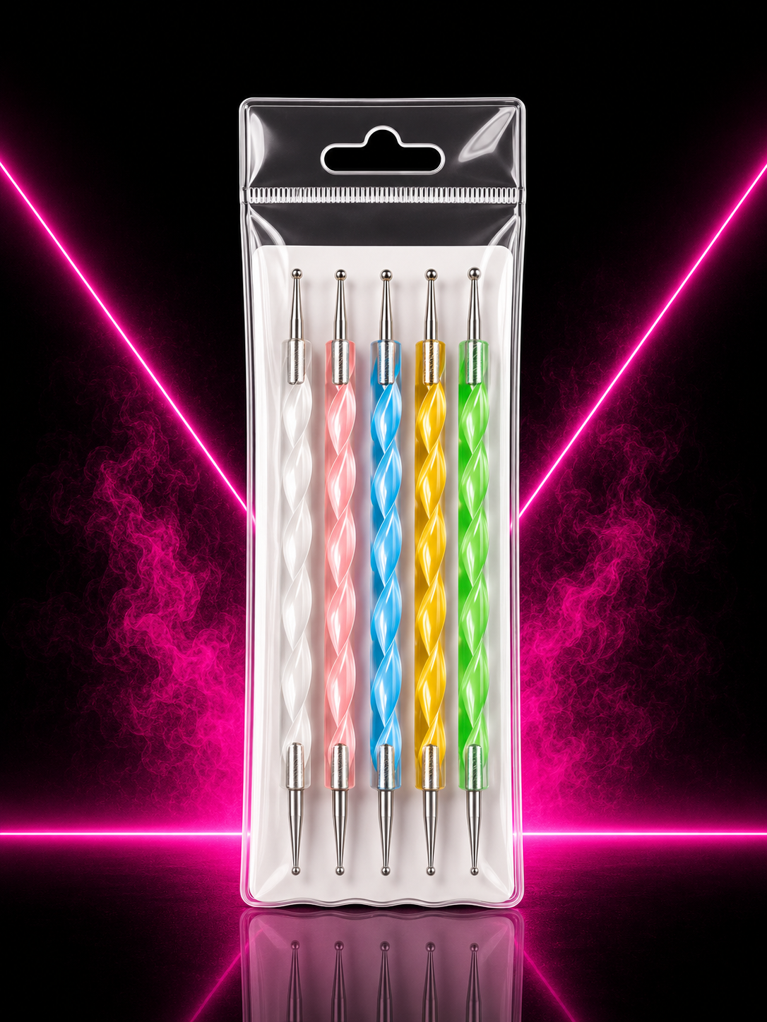 SET DE PUNZONES DOBLE PUNTA PARA NAIL ART – 5 PIEZAS BE261