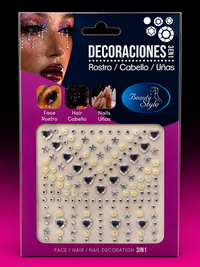 DECORACIONES 3 EN 1 PARA ROSTRO, CABELLO Y UÑAS