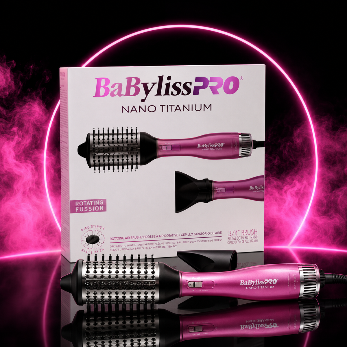 BABYLISSPRO NANO TITANIUM ROTATING FUSSION 3/4" HOT AIR BRUSH