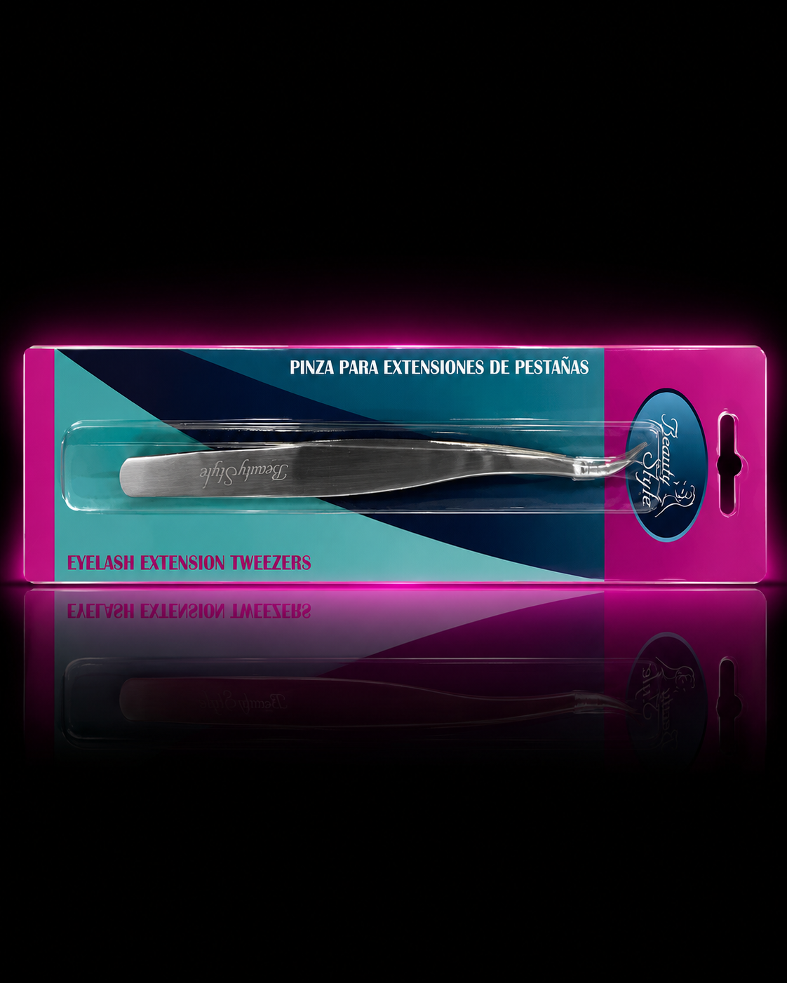 PINZA PROFESIONAL DE PUNTA CURVA FINA PARA EXTENSIONES DE PESTAÑAS