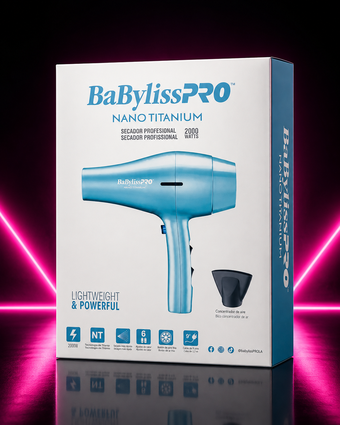 BABYLISSPRO NANO TITANIUM PROFESSIONAL HAIR DRYER – 2000W