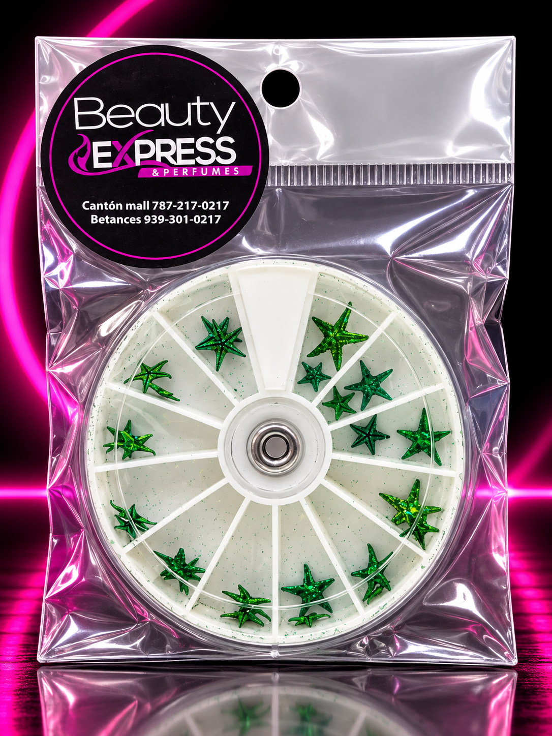 ESTRELLAS DECORATIVAS PARA UÑAS – VERDE