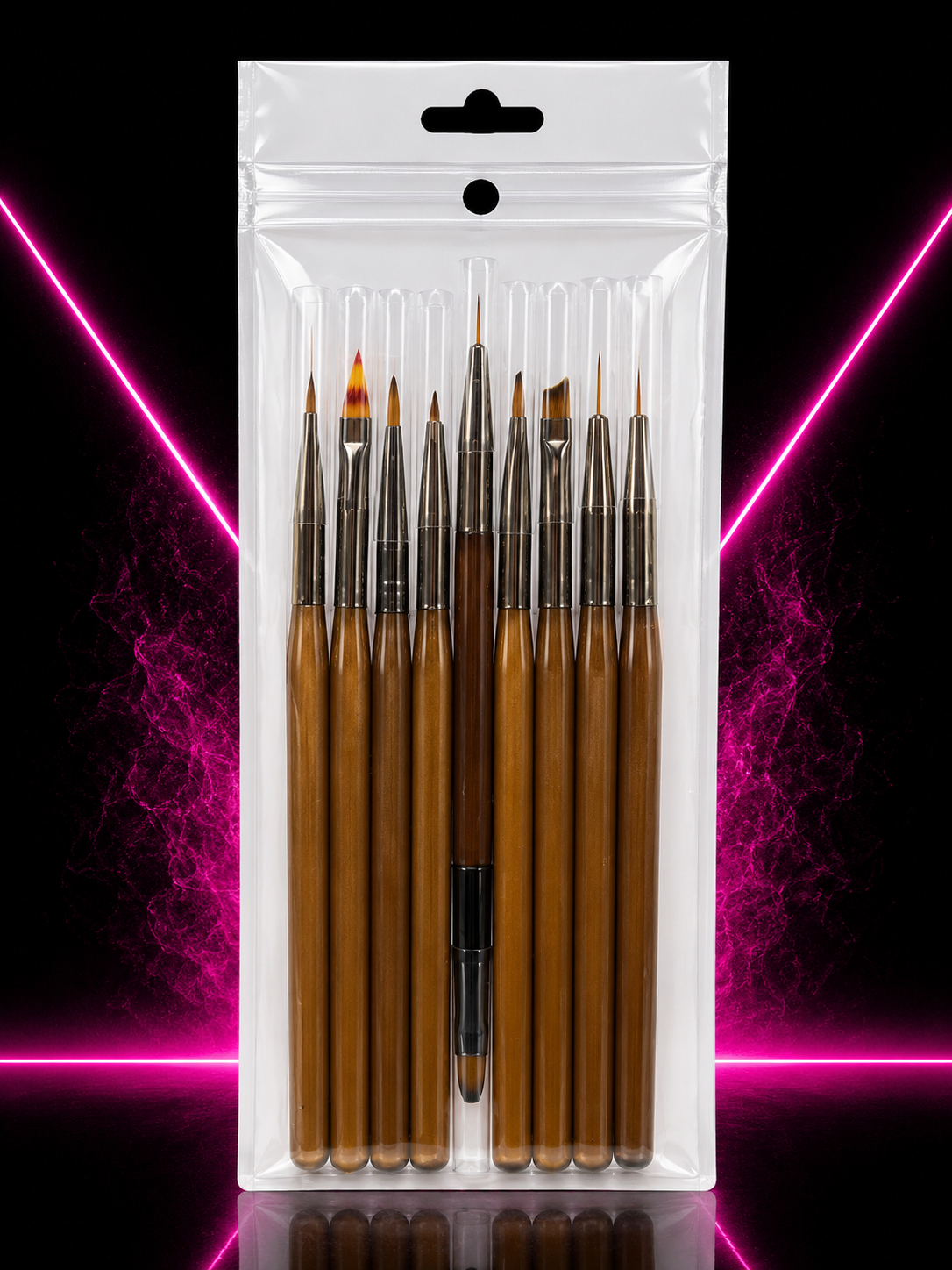 SET DE PINCELES PARA DISEÑOS DE UÑAS – 10 PIEZAS