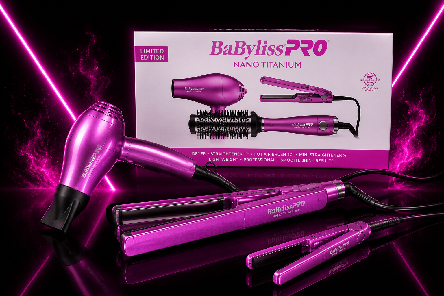 BABYLISSPRO NANO TITANIUM STYLING SET – LIMITED EDITION PINK