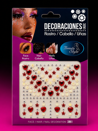 DECORACIONES 3 EN 1 PARA ROSTRO, CABELLO Y UÑAS