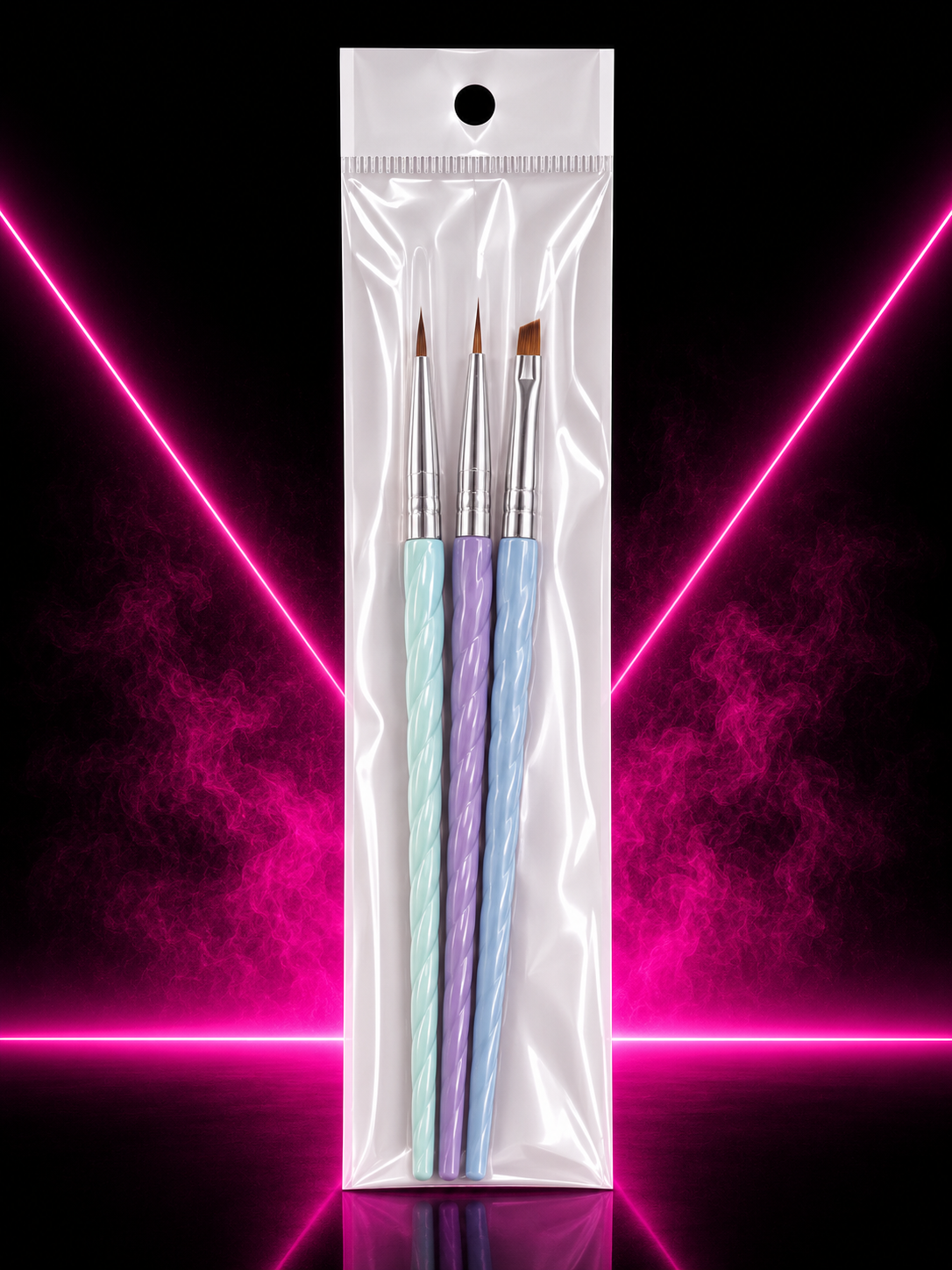 SET DE PINCELES PARA NAIL ART – 3 PIEZAS